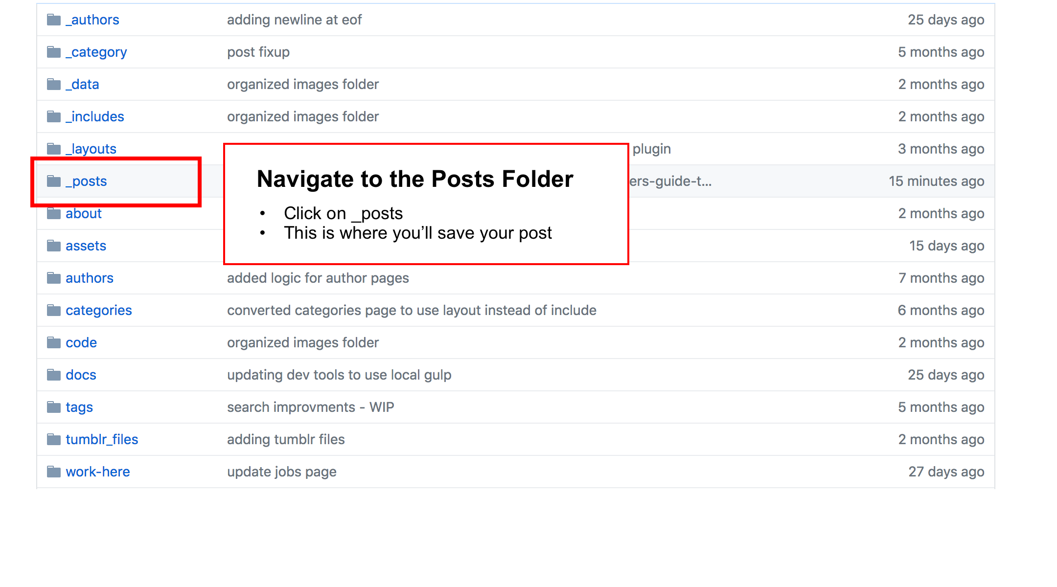 Navigate to the Posts Directory